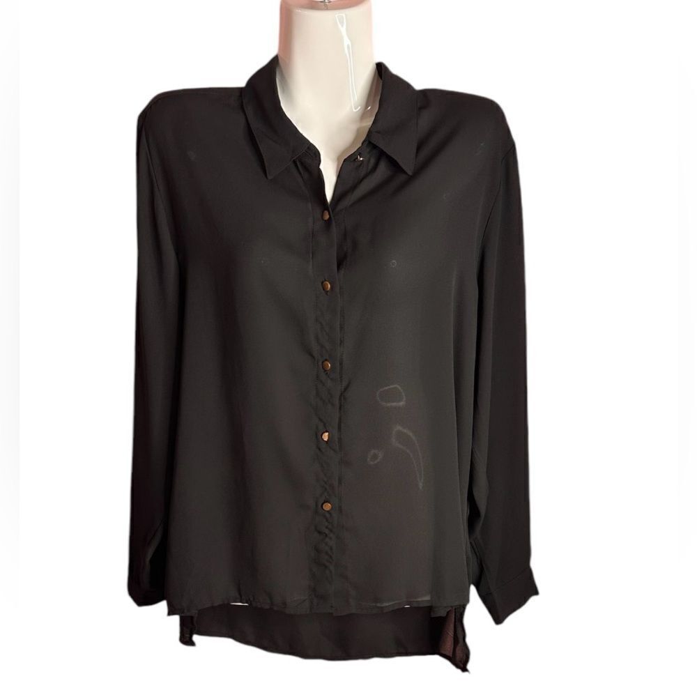 XXI Sheer Brass-Tone Button- Down Size Medium
